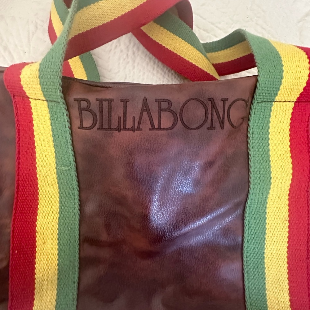 Billabong Brown Vintage Duffel with Rasta Straps